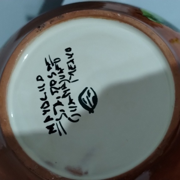 Majolica Santa Rosa 4 handle vase  guanajuato vase fruit Mexico art pottery - Picture 7 of 11